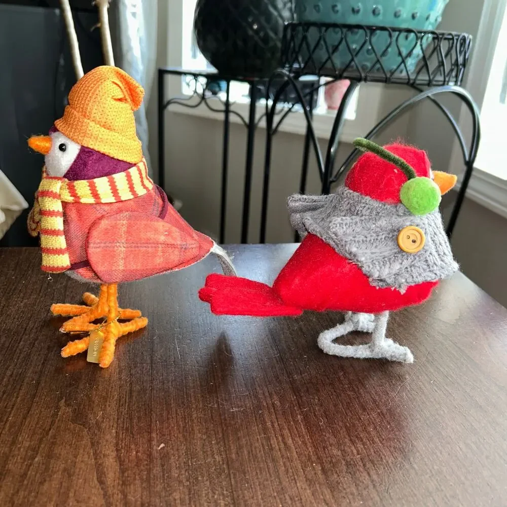 Target Wondershop Featherly Friends fabric bird figurines Conifer & saffron